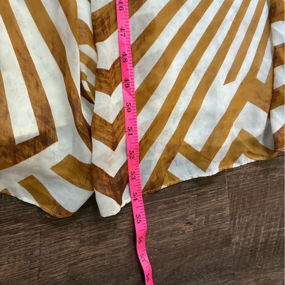 BB DAKOTA strapless gold white geometric maxi dress vacation date night sz M EUC - Picture 9 of 13